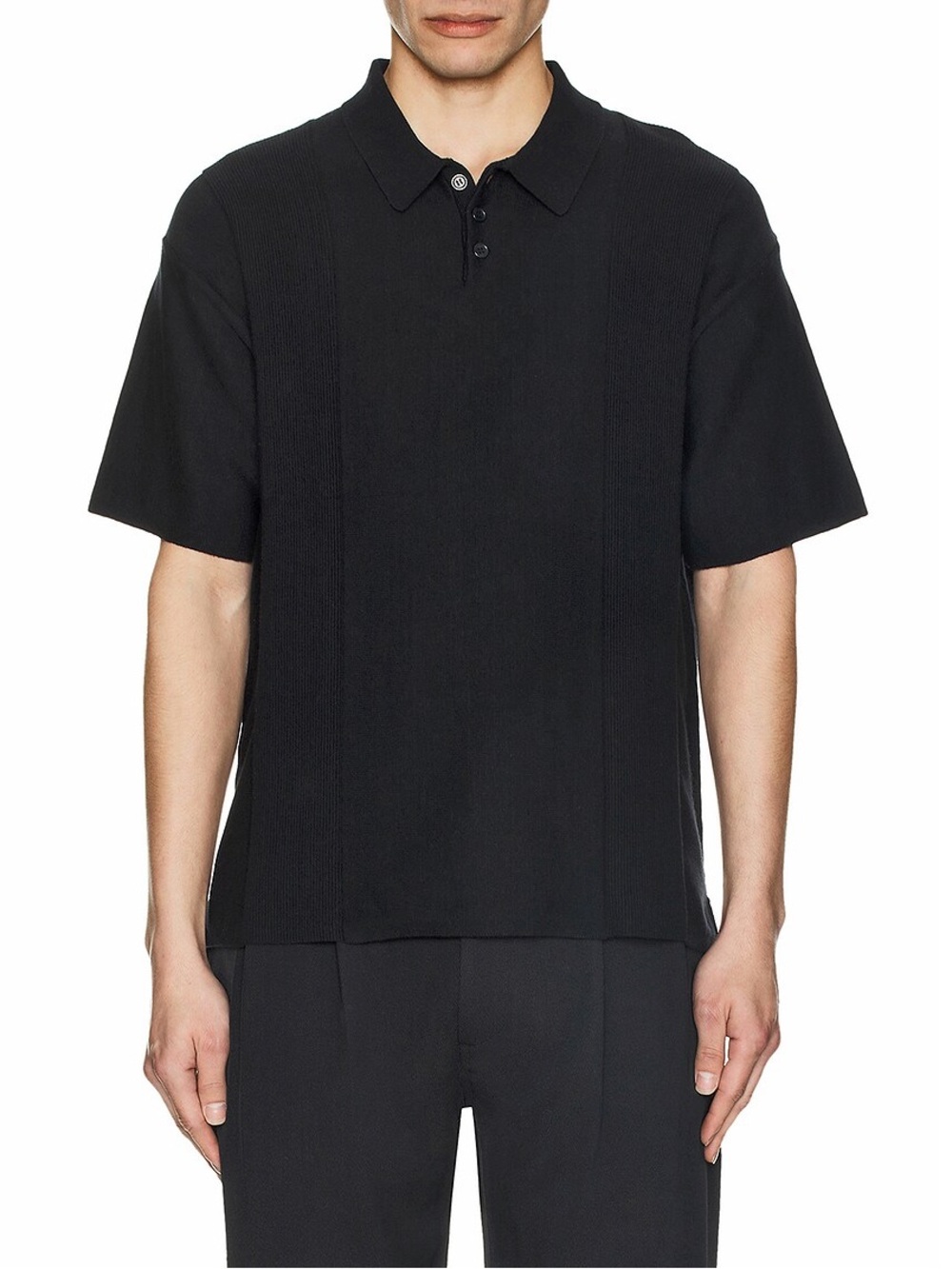 WAO Short Sleeve Knit Polo in Black L